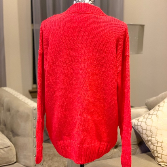 VS PINK BOYFRIEND SWEATER- NEON CANDY CORAL - NEW - Picture 4 of 5